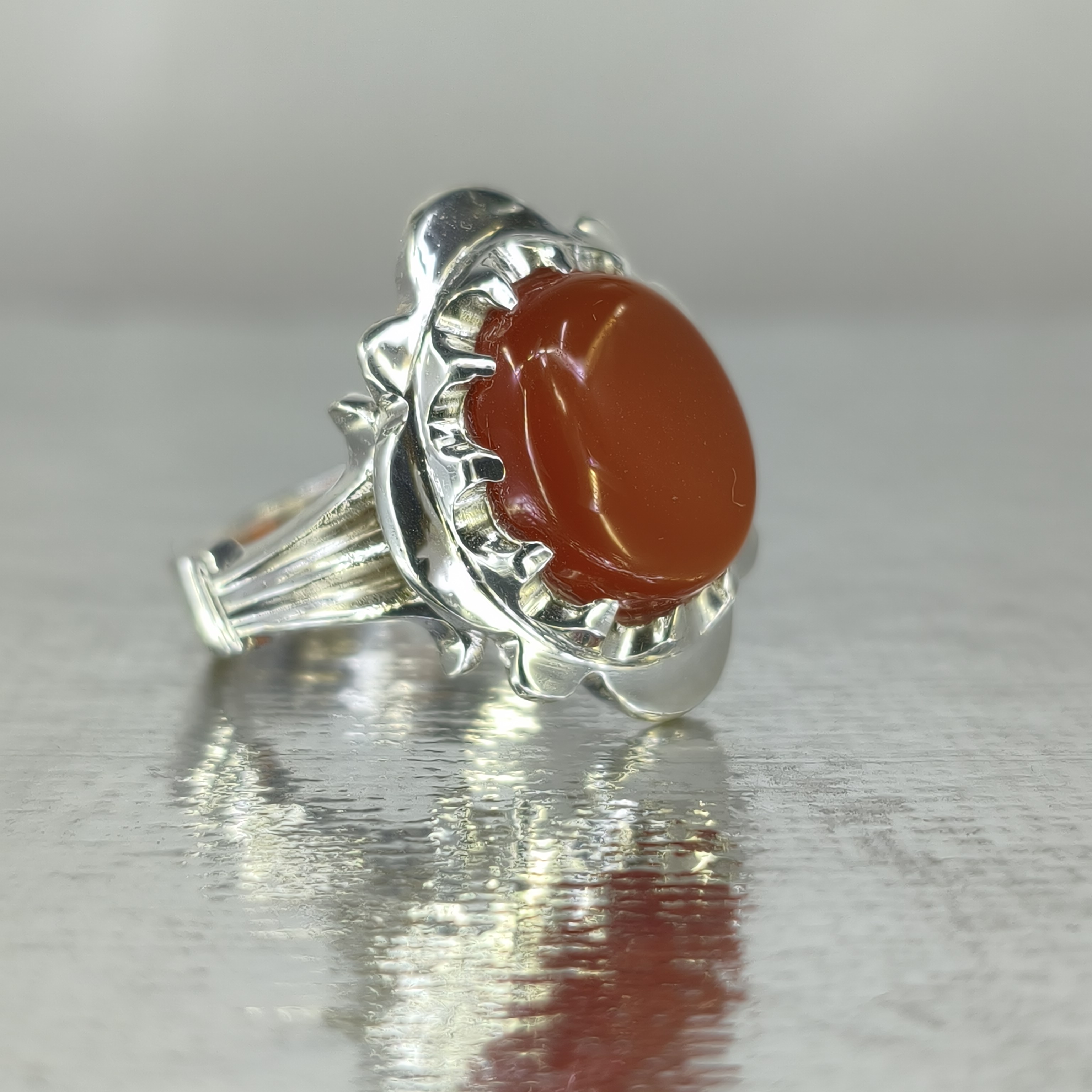 انگشتر مردانه دست ساز طرح صفوی عقیق یمن