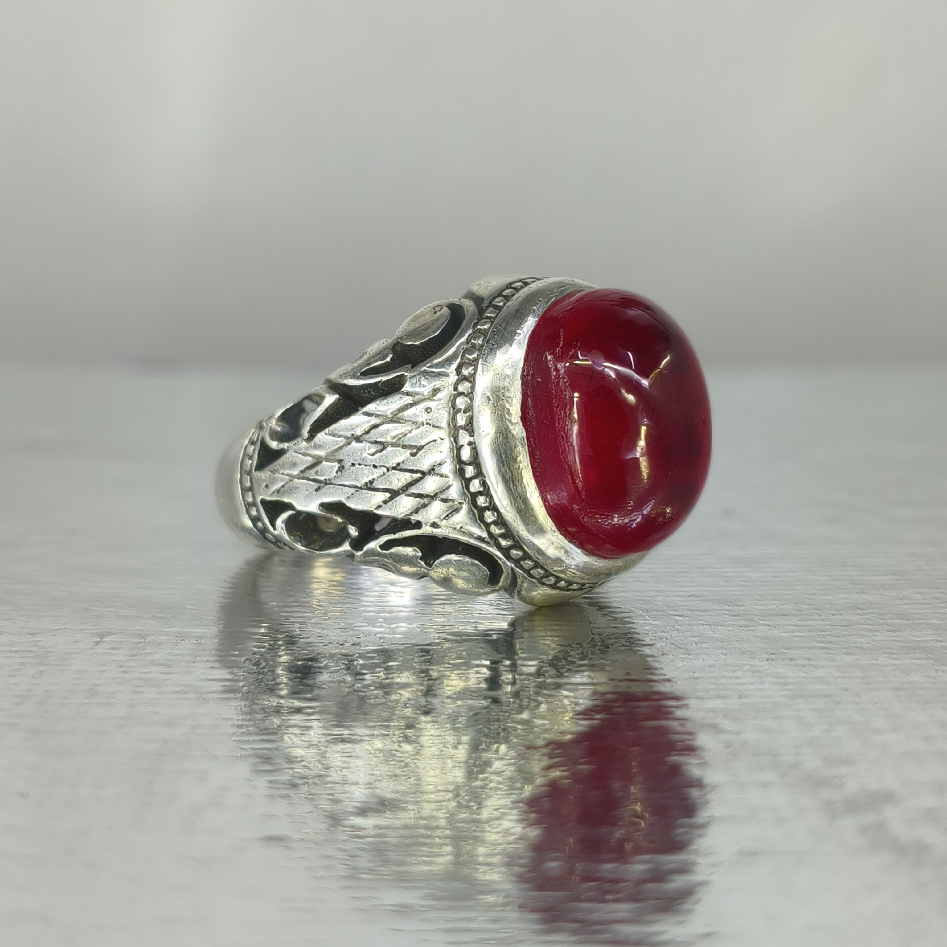 انگشتر نقره مردانه یاقوت شمش سرخ(استوک)