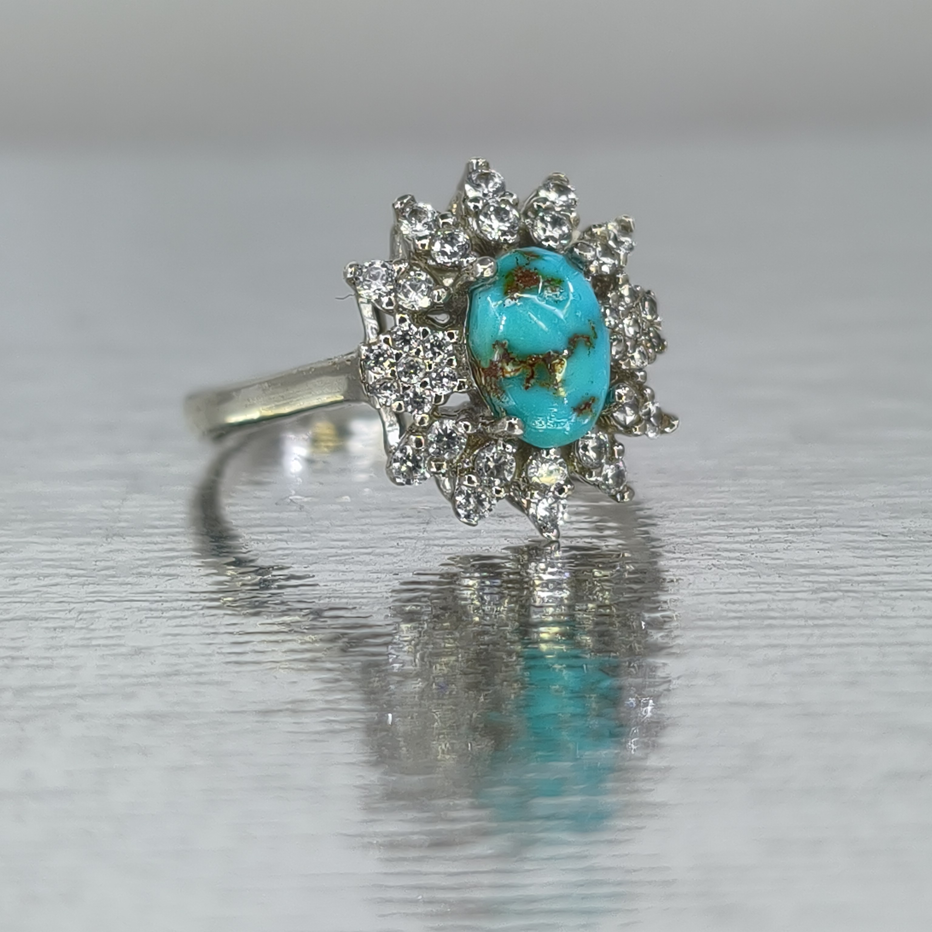 انگشتر زنانه فیروزه نیشابوری آبکاری رادیوم