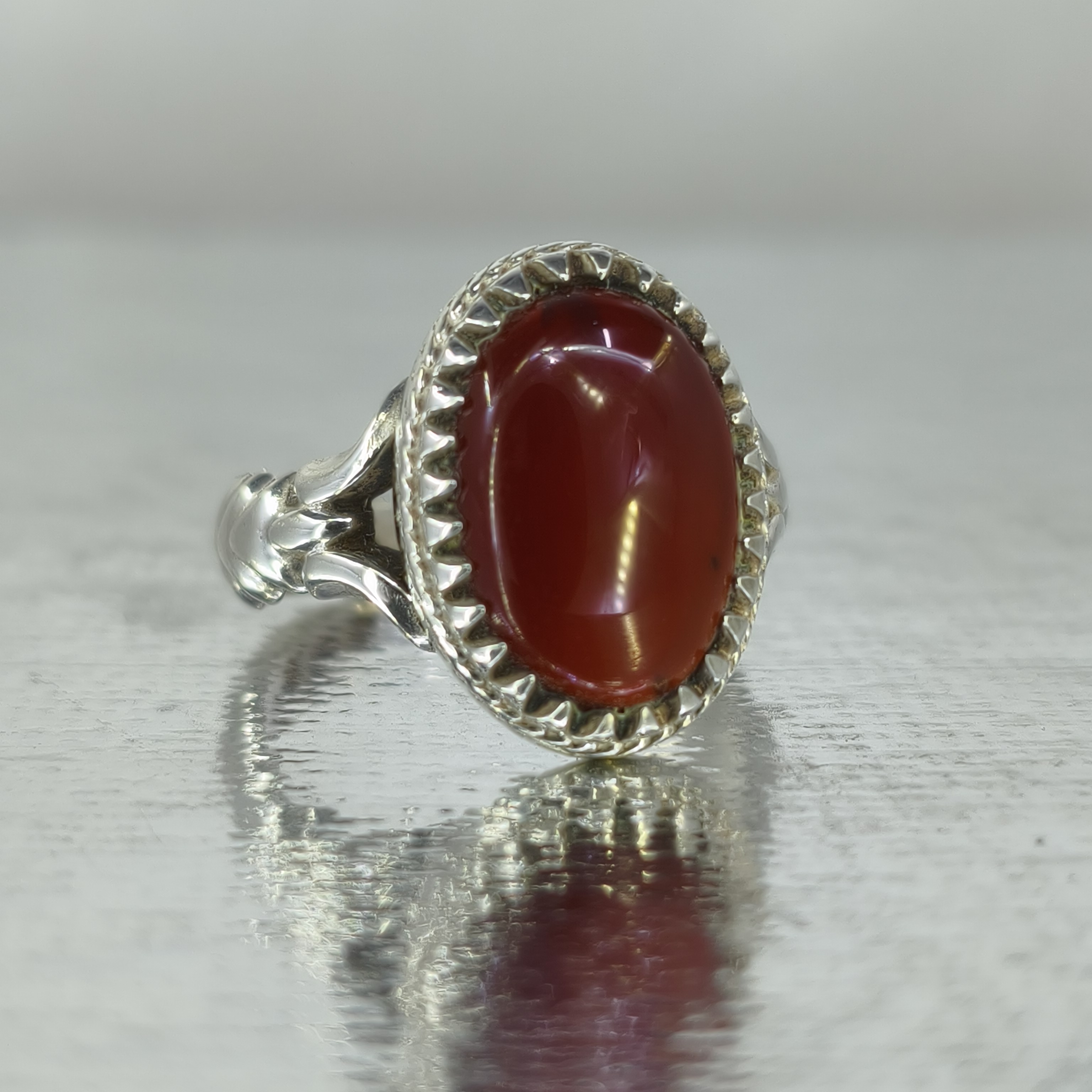 انگشتر نقره مردانه رکاب صفوی عقیق سرخ(استوک)