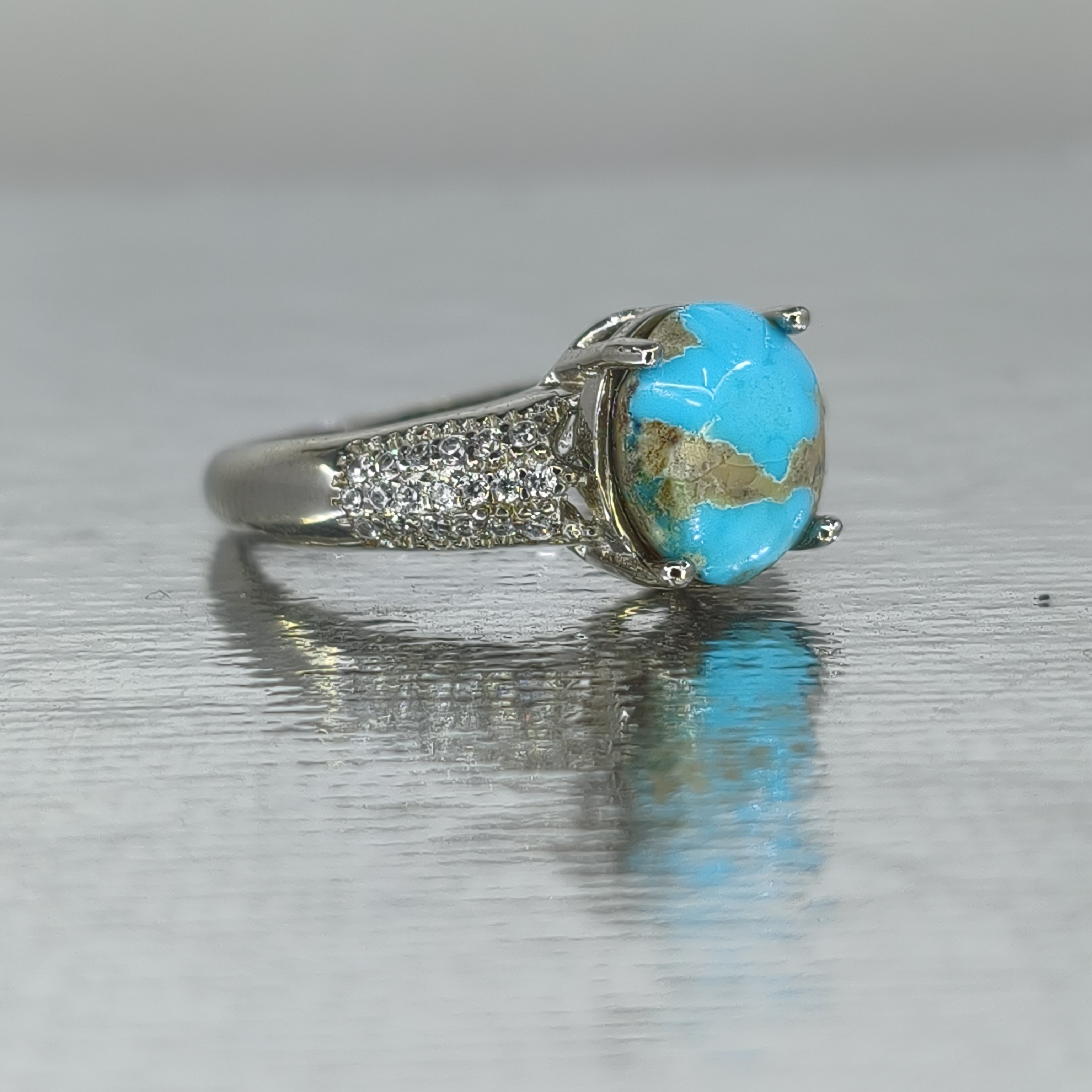 انگشتر زنانه فیروزه نیشابوری رکاب آبکاری رادیوم