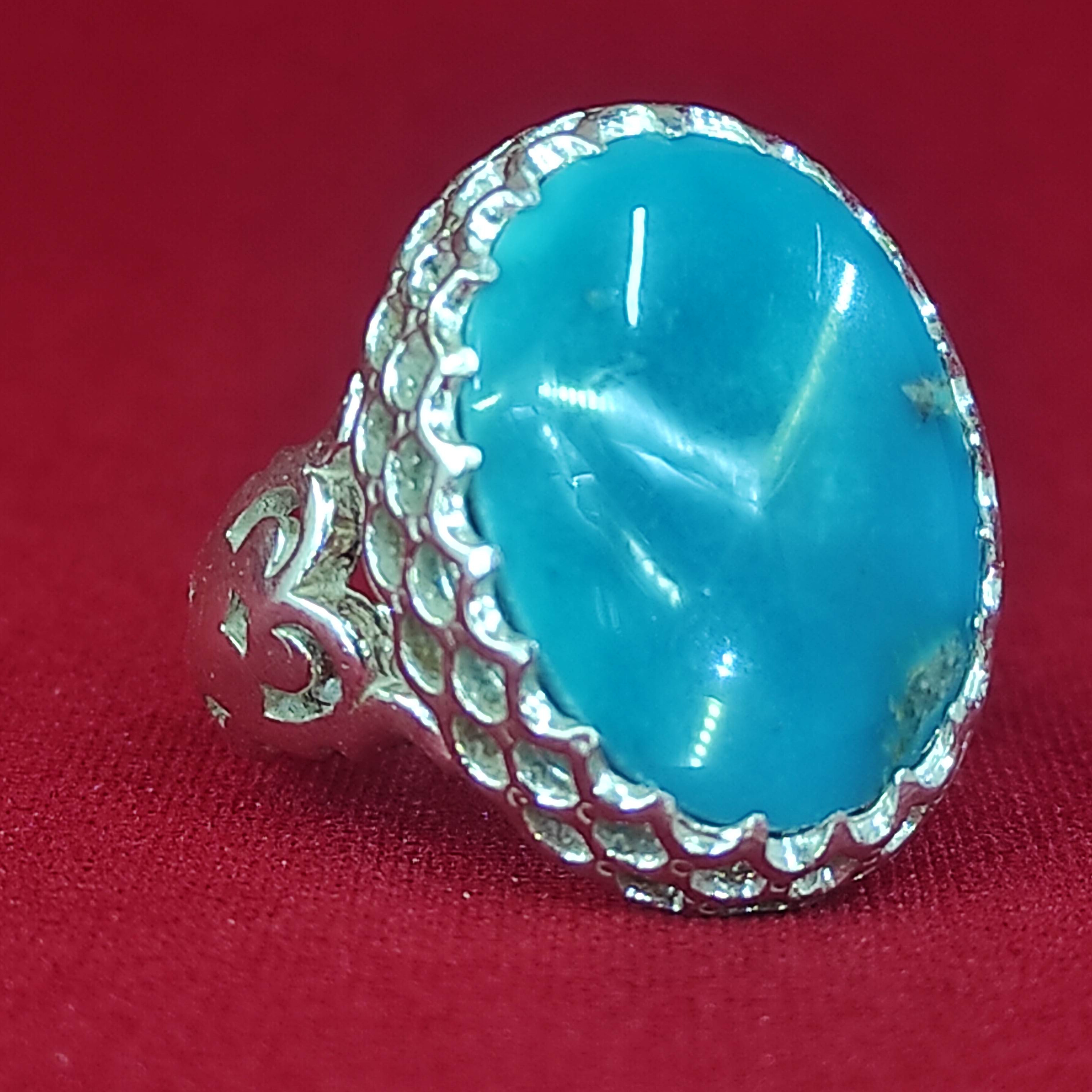 انگشتر نقره فیروزه آمریکایی رنگ فوق محک