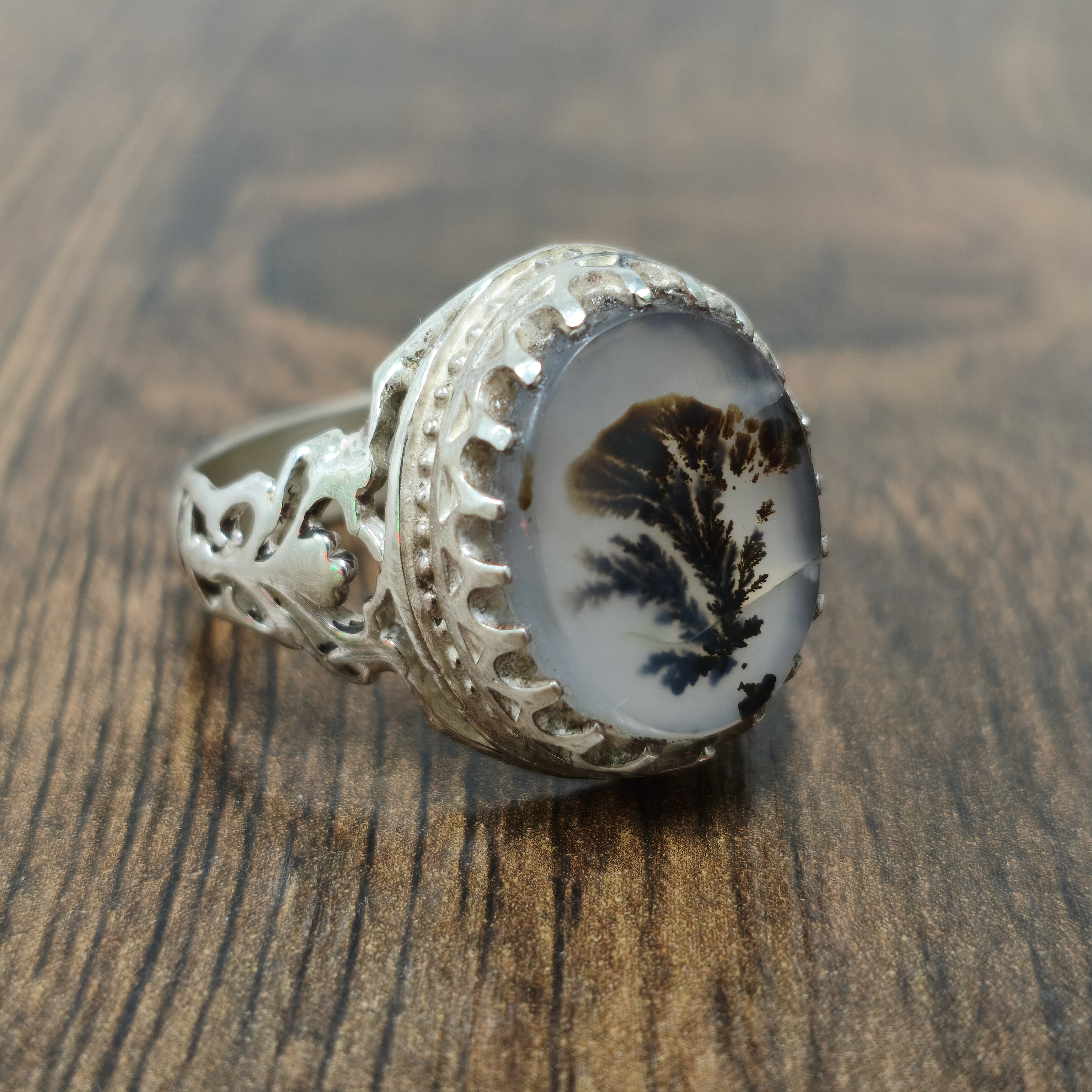 انگشتر نقره مردانه شجر مشکی قائن