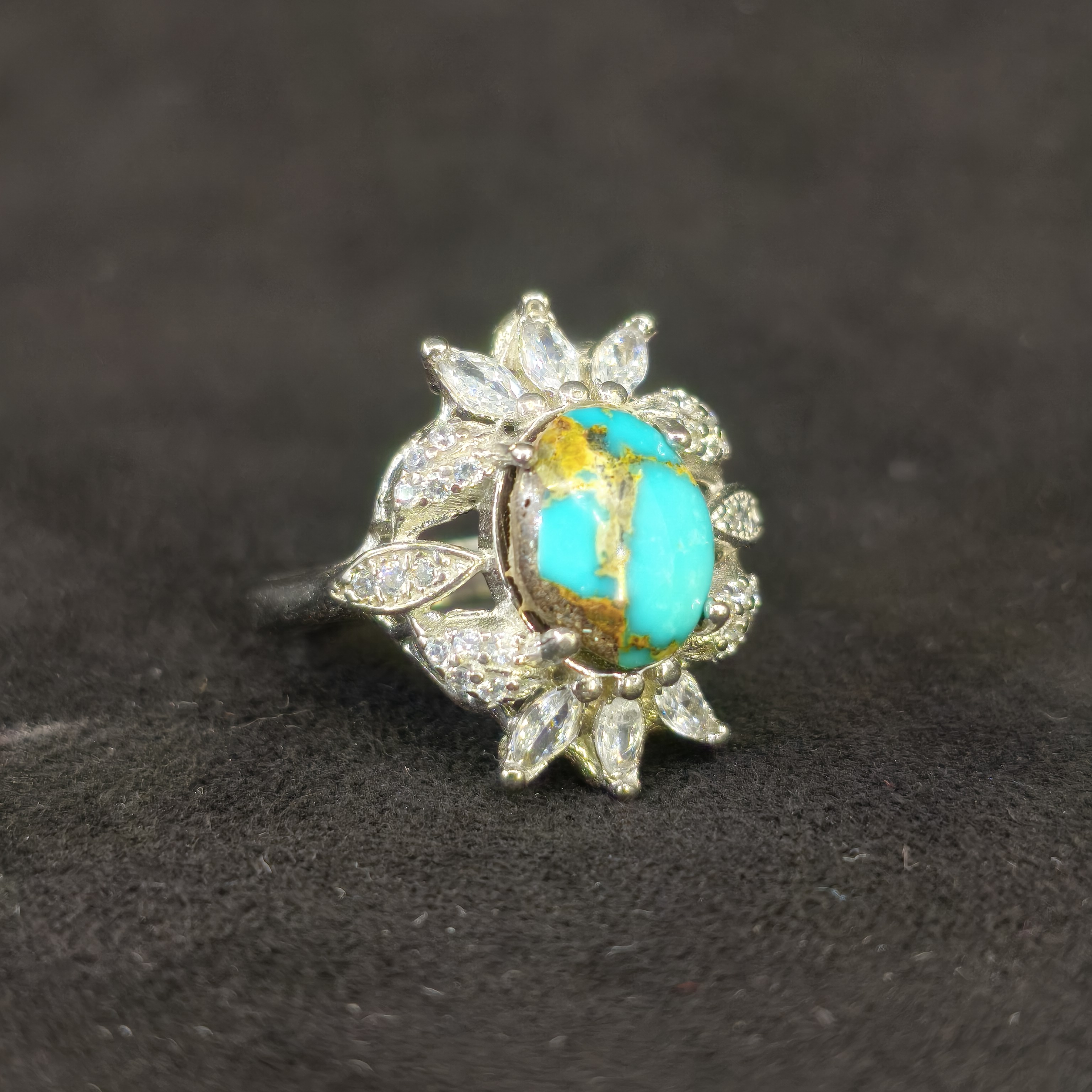 انگشتر زنانه فیروزه نیشابوری رکاب آبکاری رادیوم