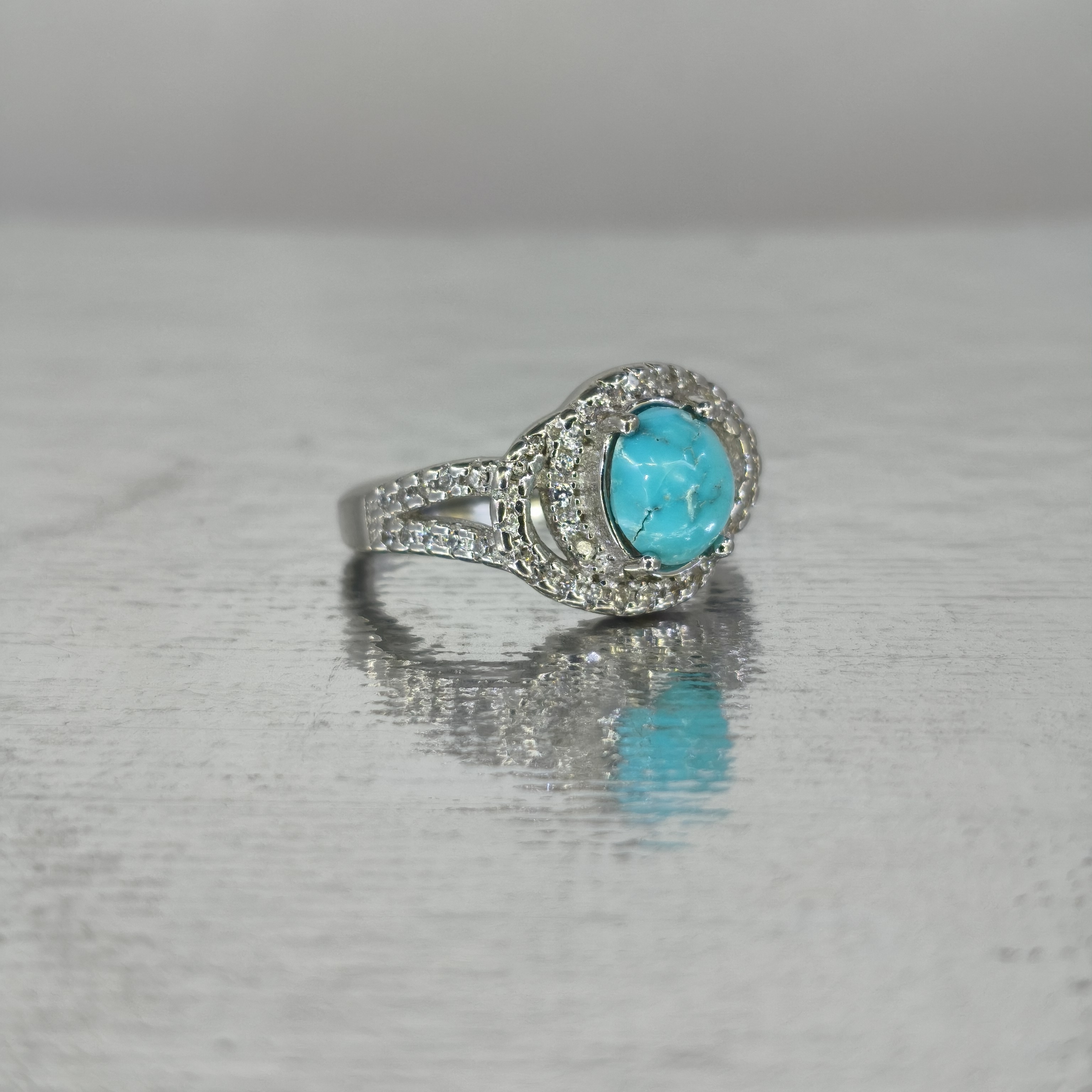 انگشتر زنانه فیروزه معدنی با آبکاری رادیوم