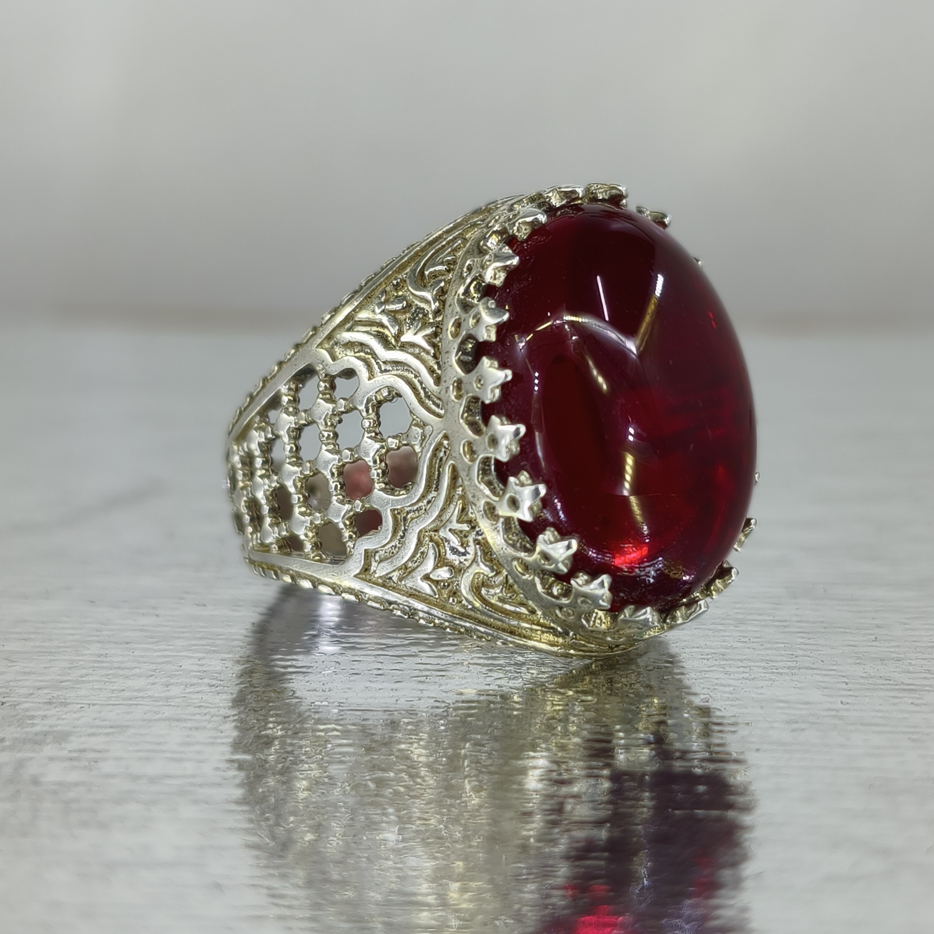 انگشتر مردانه نگین یاقوت شمش