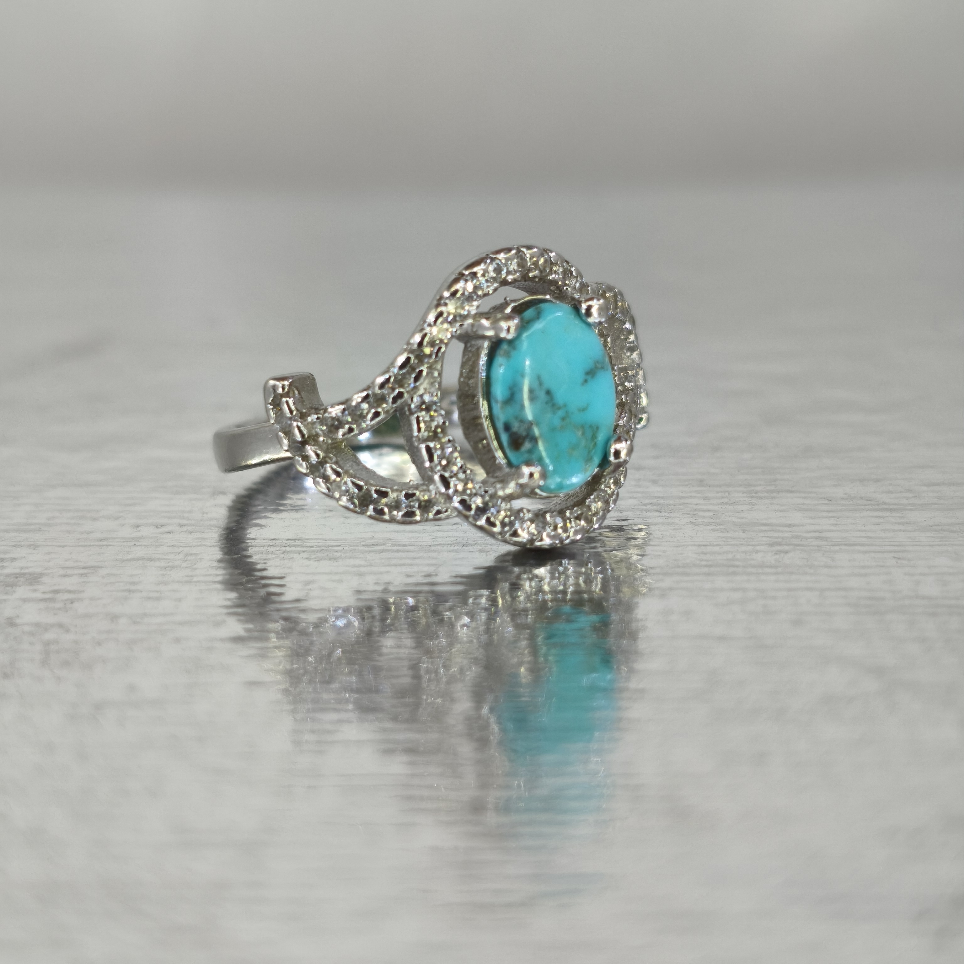 انگشتر زنانه فیروزه نیشابوری رکاب آبکاری رادیوم